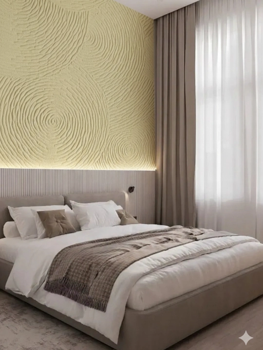 Devor uchun o‘z-o‘zidan yopishadigan 3D oboylar 60×60 sm, relyefli, och rangli