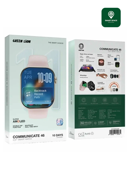 Smart Soat Green Lion Communicate 46  2.07″ AMOLED Bluetooth Qo‘ng‘iroq AI Assistant, IP68