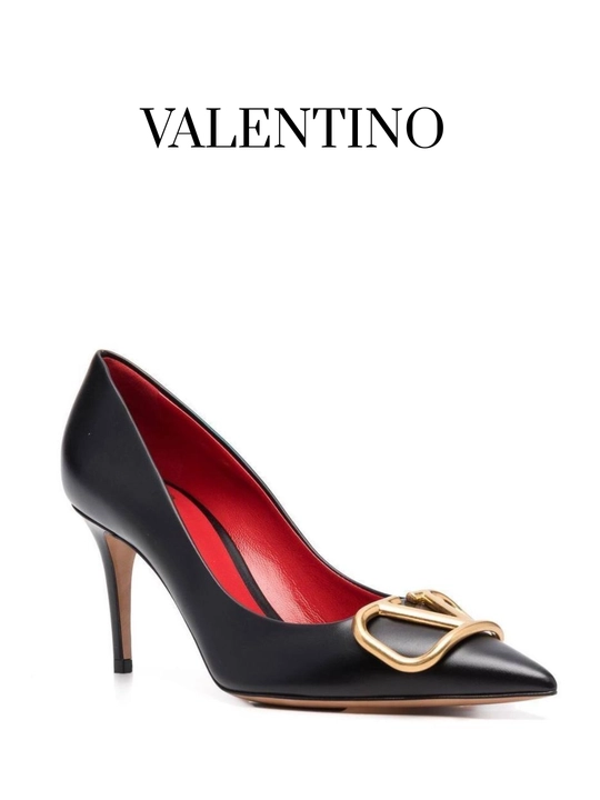 Ayollar nafis klassik VALENTINO tufli charm kabluk, 6 sm Turkiya mahsuloti razmerga razmer