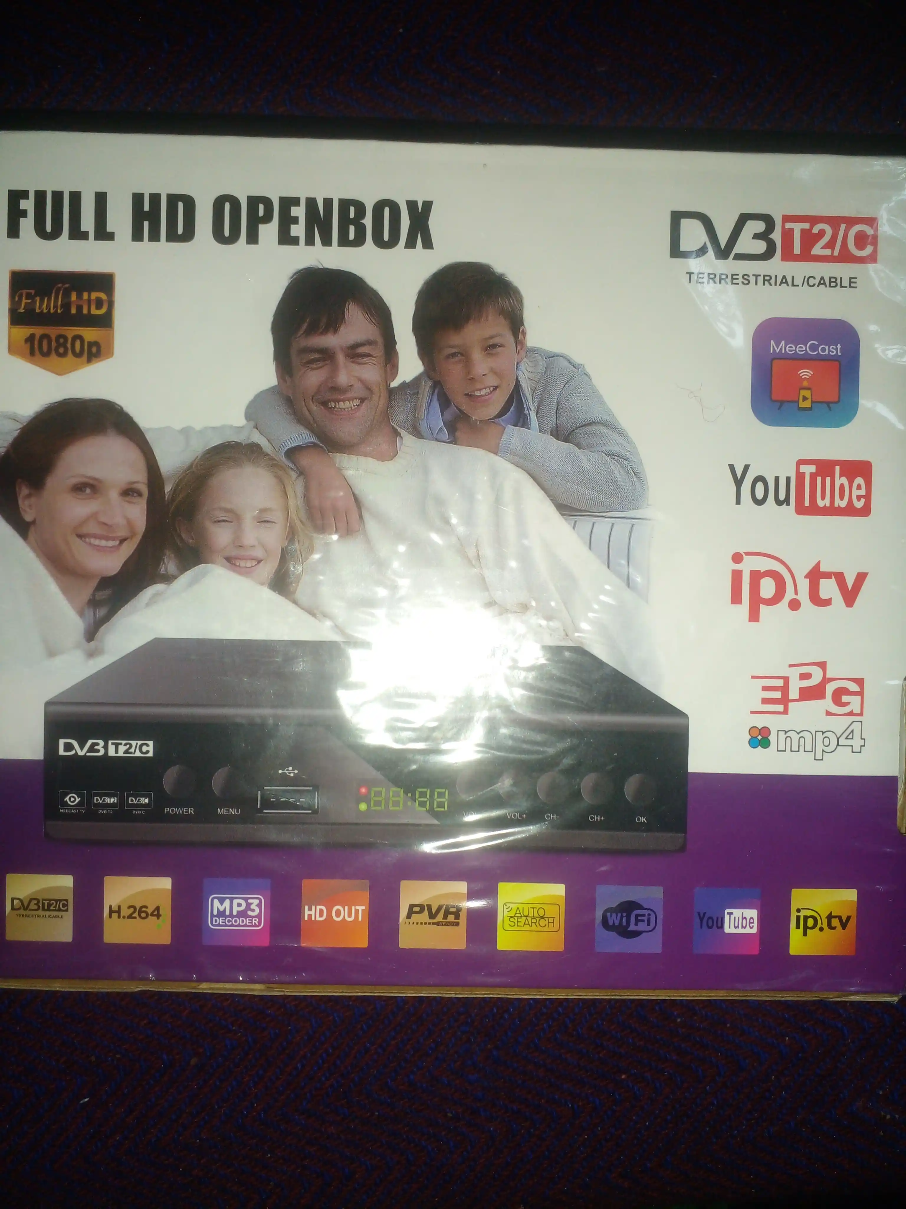 Raqamli TV tyuner DVB-T2, 20+ kanal, HD sifat, pult bilan