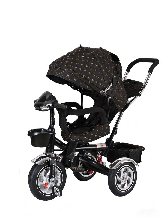 Uch g‘ildirakli velosiped aravachasi, 360° o‘rindiq, buklanadigan, musiqa va yorug‘lik, 25 kg gacha