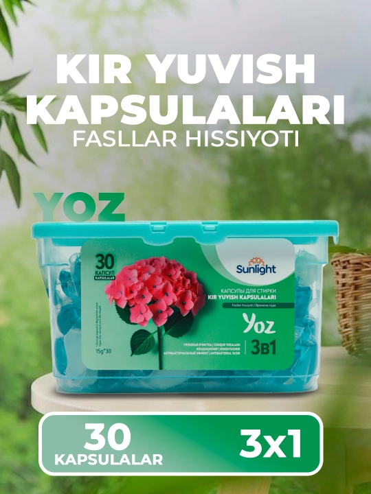 Kir yuvish kapsulalari Sunlight, yoz, 30 dona - 