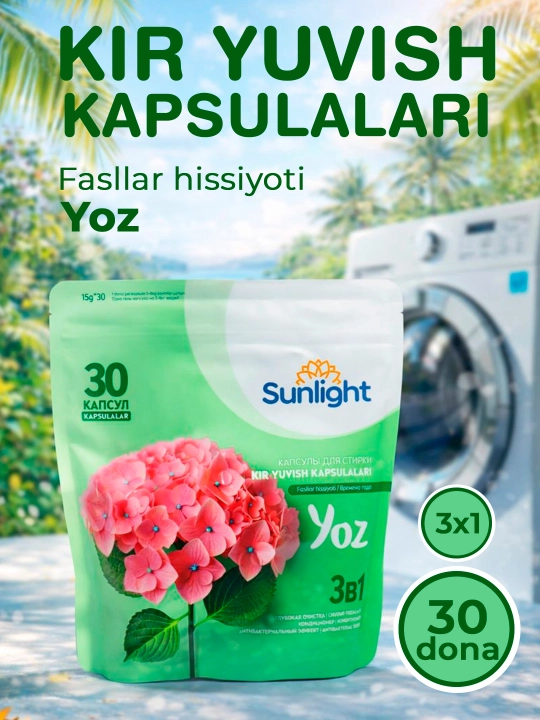 Kir yuvish kapsulalari Sunlight, yoz, 30 dona - 