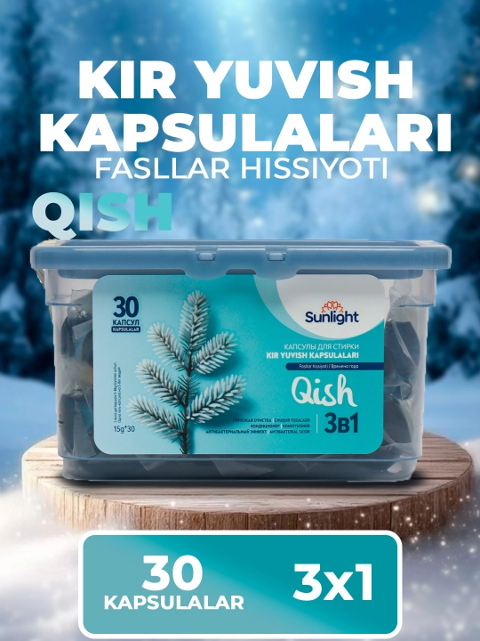 Kir yuvish kapsulalari Sunlight, qish, 30 dona - 