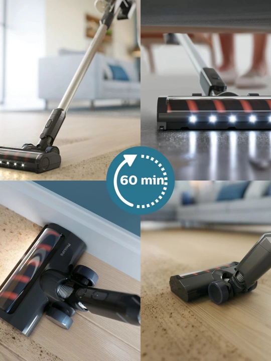 Пылесос Philips серии 3000 XC3031, аккумуляторный, сухой, без мешка (чёрный, синий)
