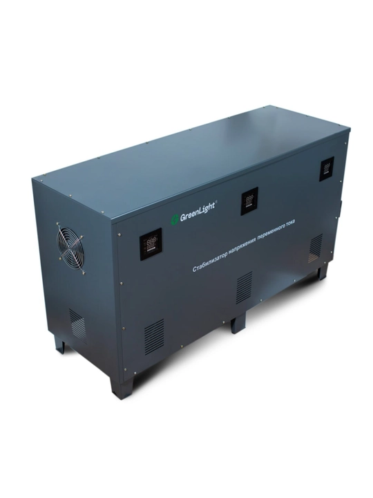 GreenLight kuchlanish stabilizatori, uch fazali 380 V, servoprivodli (30–120 kVA)