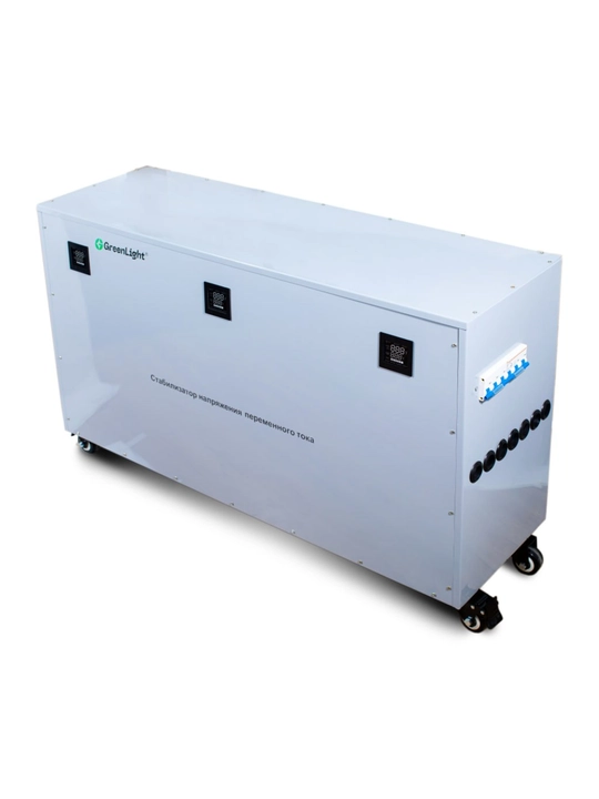 GreenLight kuchlanish stabilizatori, uch fazali 380 V, servoprivodli (30–120 kVA)