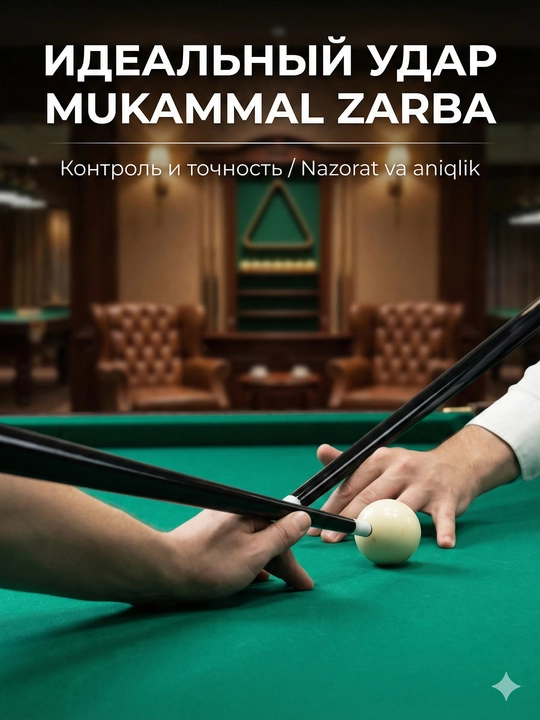 Professional bilyard tayoqi (kiy) – yog‘och dastali, sirpanmas tutqich, universal
