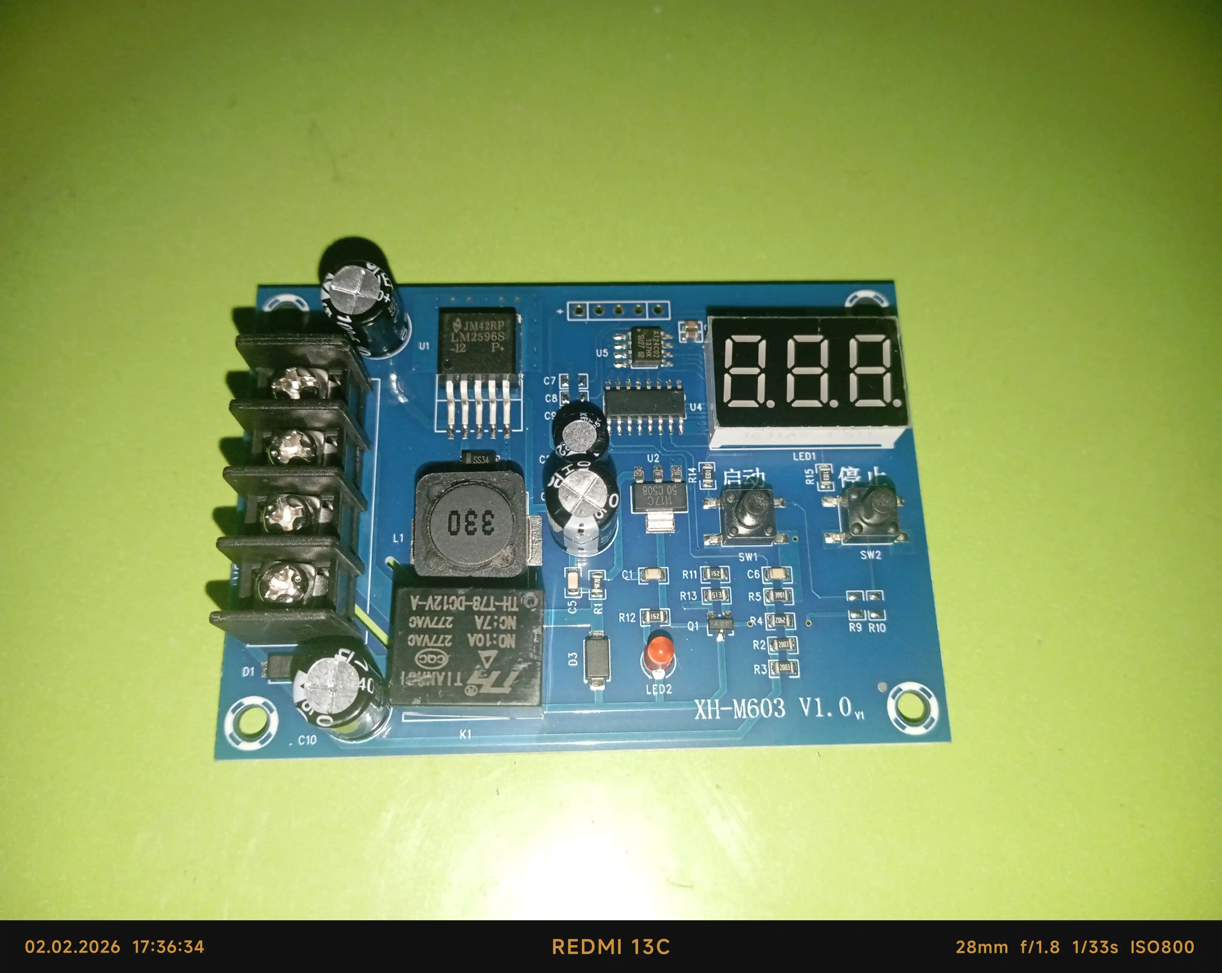 Модуль контроля заряда аккумулятора XH-M603, 12–24V, с LED дисплеем
