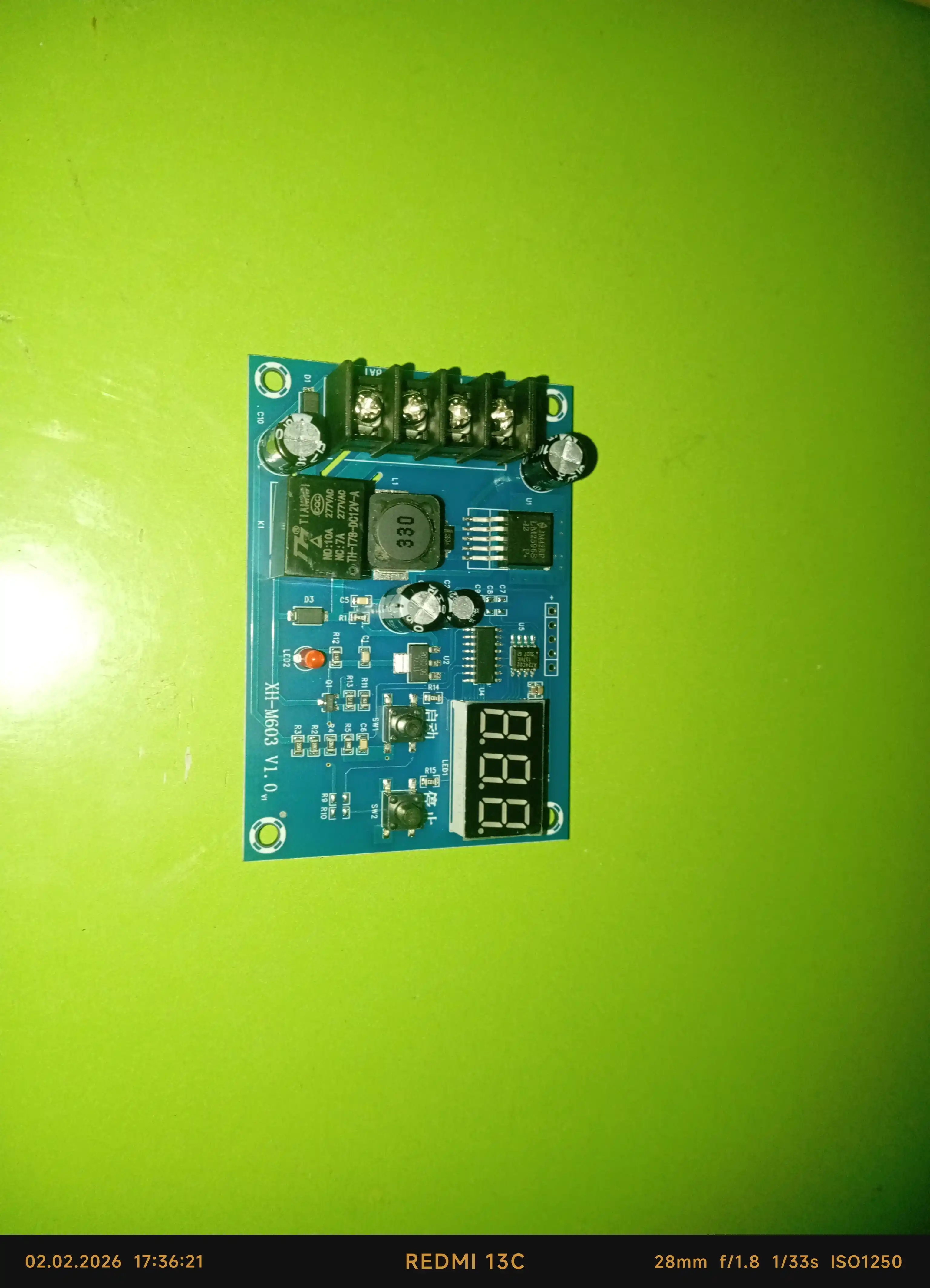 Модуль контроля заряда аккумулятора XH-M603, 12–24V, с LED дисплеем