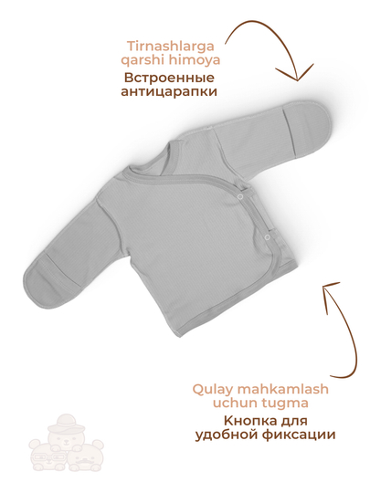 Комплект одежды для новорождённых: распашонка, ползунки, чепчик и слюнявчик