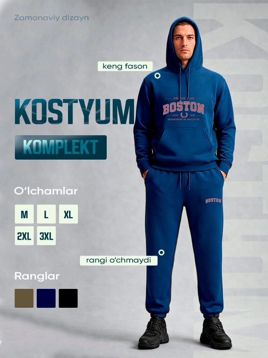 Erkaklar sport kostyumi, ikkilik kostyum, erkaklar kiyimi