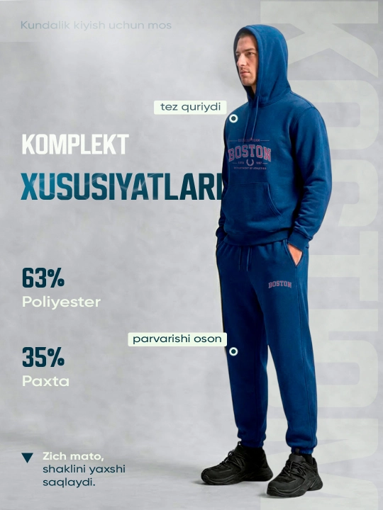 Erkaklar sport kostyumi, ikkilik kostyum, erkaklar kiyimi