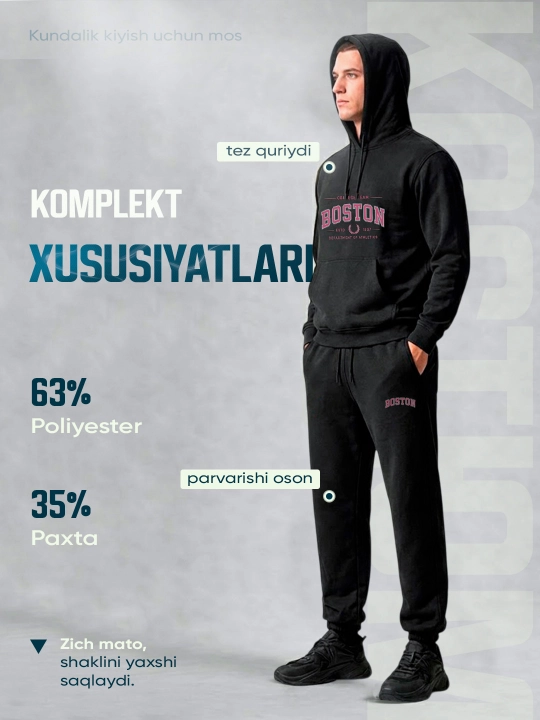 Erkaklar sport kostyumi, ikkilik kostyum, erkaklar kiyimi