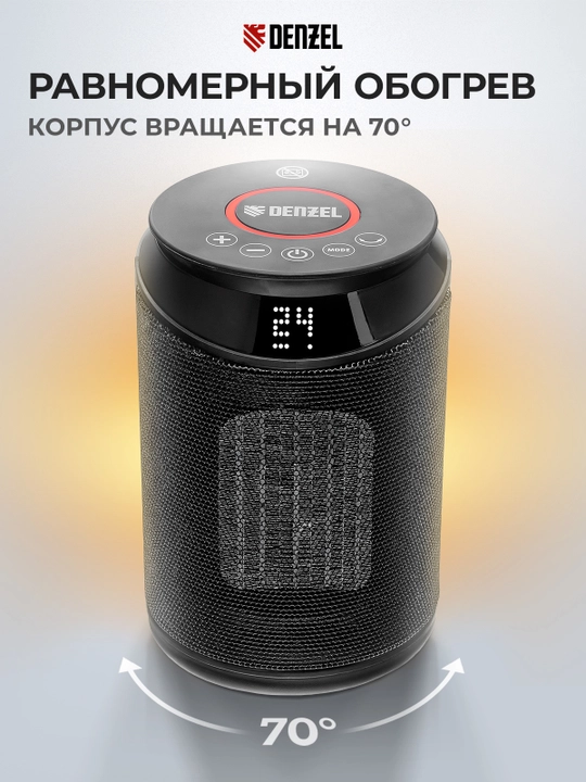 Тепловентилятор DENZEL DTFC-2000X, керамический, 2 кВт, wi-fi, динамик, вращение, 96426