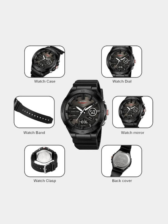 Skmei 2402 Luxury Dual time erkaklar kvarts soati