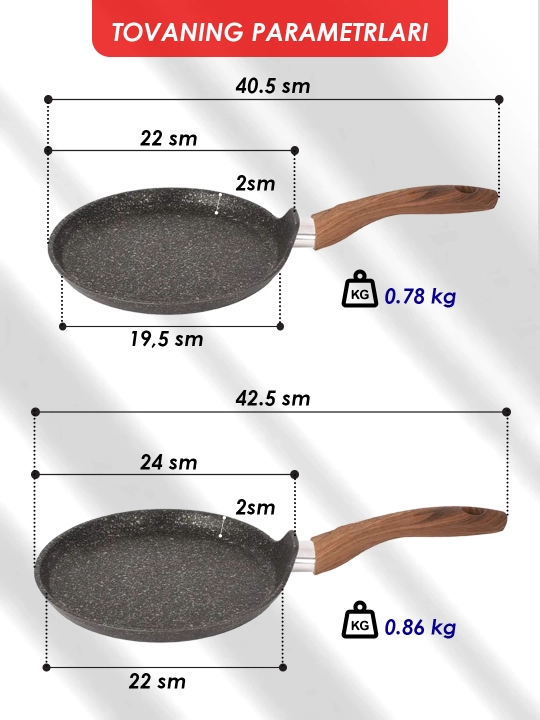 Kukmara Granit Ultra blinchik skovorodkasi, antipiqar qoplama, 22/24 sm, tutqichli