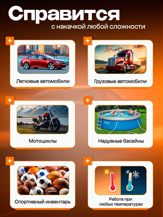 Пусковое и зарядное устройство с компрессором для автомобиля 8000mAh, Powerbank cтартер