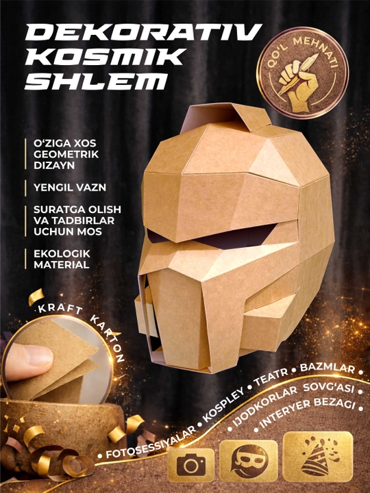 Dekorativ shlem kraft kartondan - 
