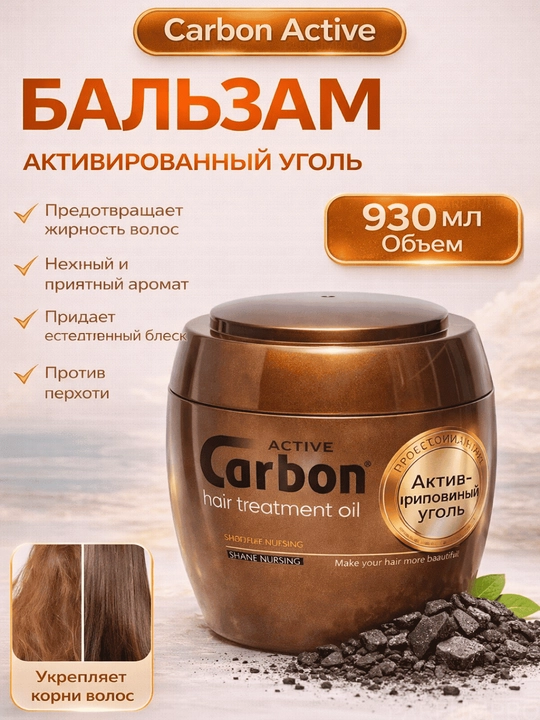 Uglerodli balzam, Active Сarbon,sochlar uchun faol,250, 550,930 ml,soch uchun konditsioner - 