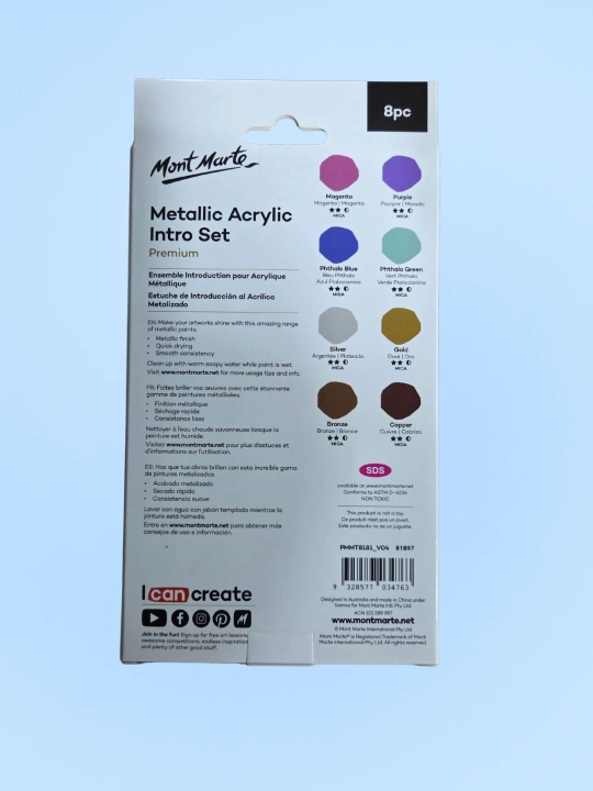 Metall tusli bo‘yoqlar to‘plami, 8*18 ml