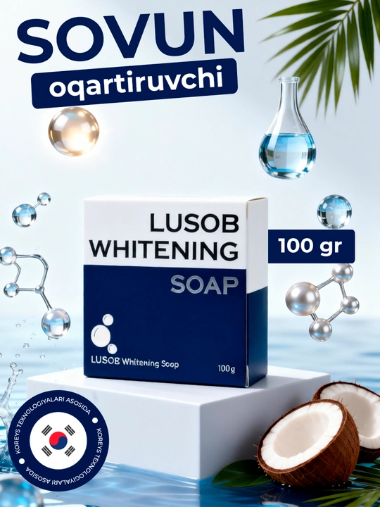 Lusob “Whitening Soap” kosmetik sovuni, oqartiruvchi, 100 g - 
