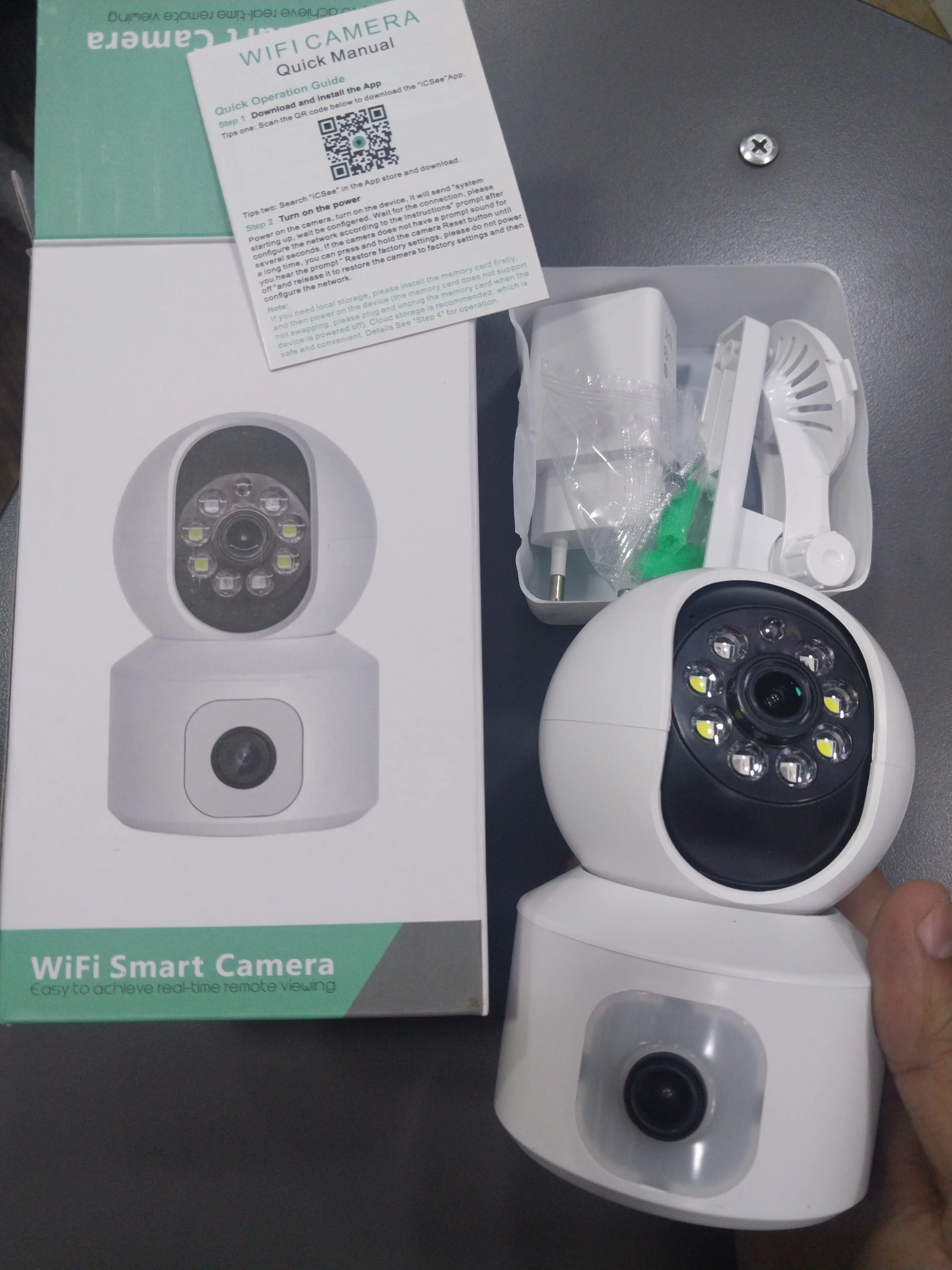 Juft linzali va harakat sensoriga ega Wi-Fi video kuzatuv kamerasi