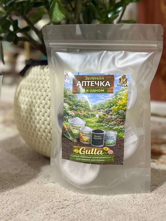 Xonaki gullar uchun brinchi yordam to‘plami “Yashil aptechka” o‘sish va gullash uchun, 25g
