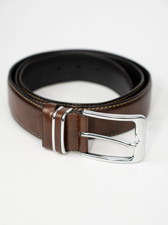 Eurobelt leather erkaklar klassik kamari, metall qisqich, eko-charm