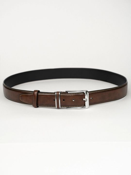 Eurobelt leather erkaklar klassik kamari, metall qisqich, eko-charm