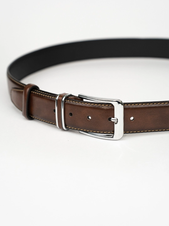 Eurobelt leather erkaklar klassik kamari, metall qisqich, eko-charm
