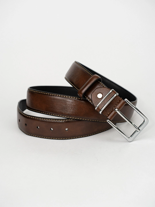 Eurobelt leather erkaklar klassik kamari, metall qisqich, eko-charm