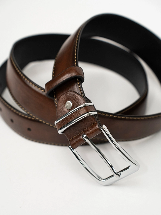Eurobelt leather erkaklar klassik kamari, metall qisqich, eko-charm
