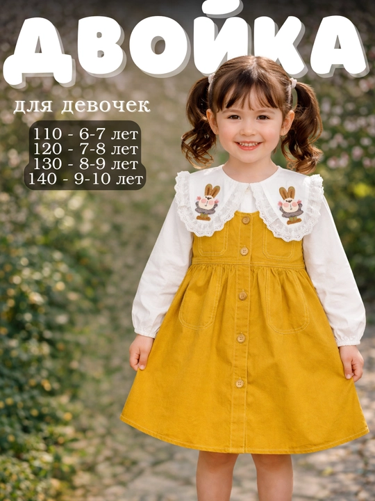 Комплект: сарафан + блузка для девочек-подростков. 6-11 лет - 