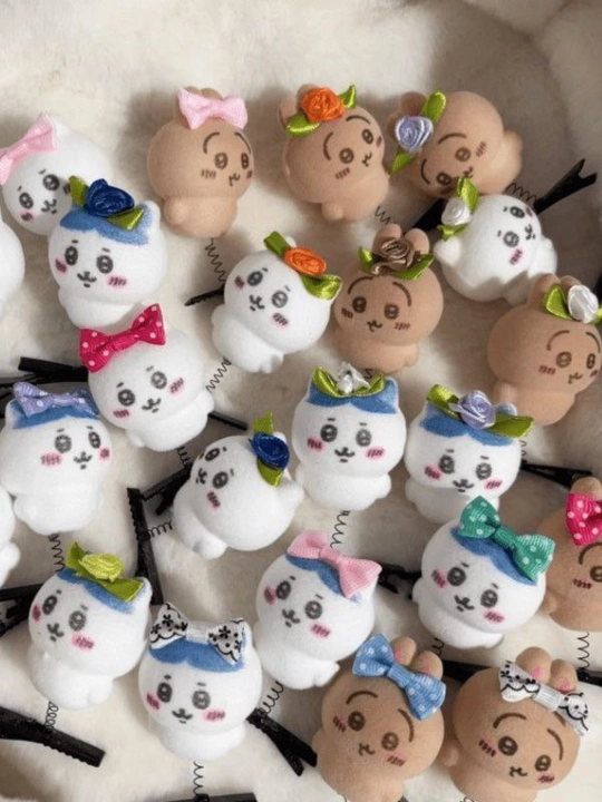 Заколки для волос на пружинке "Spring Hair Clip", котик, Лабубу, Сердце, Сердечки