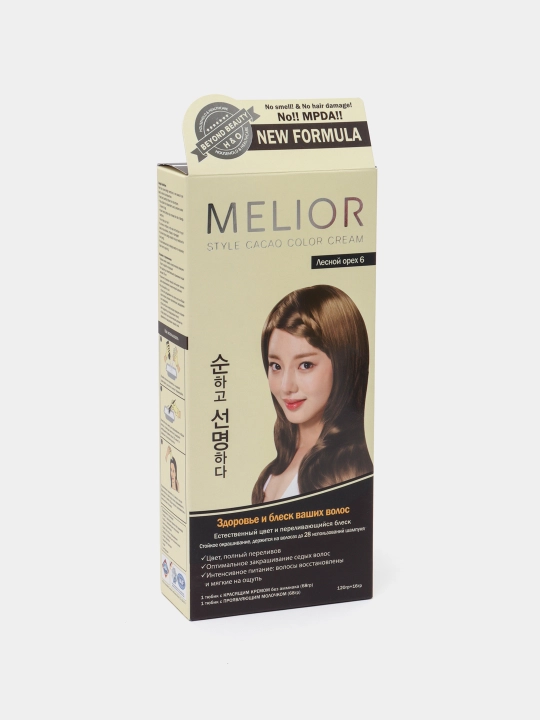 Краска для волос, Melior, без аммиака, профессиональная 120 г + 16 г, Kорея