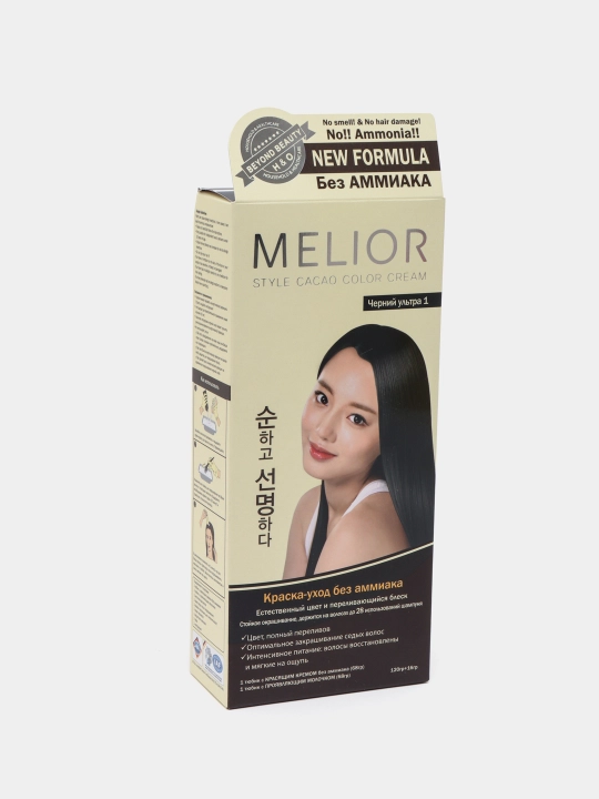 Краска для волос, Melior, без аммиака, профессиональная 120 г + 16 г, Kорея