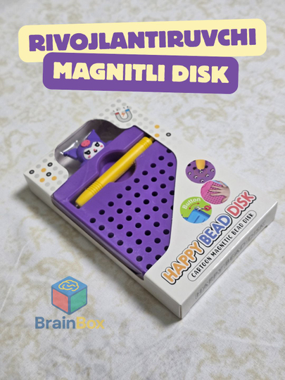 Магнитная доска с цветными бусинами – Happy Bead Disk (развивающая игрушка для детей) — BRBX-BEADDISK