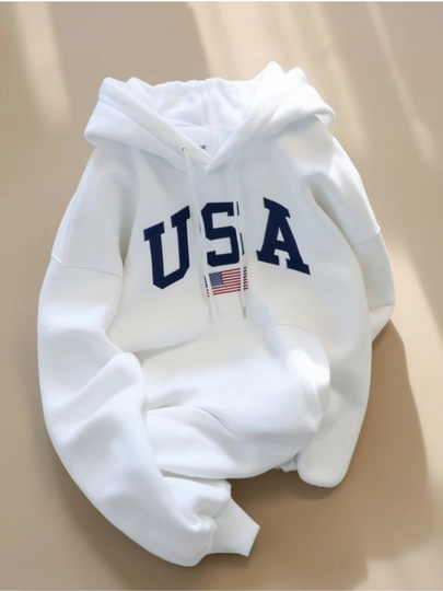 Худи [ USA ] оверсайз унисекс, плотная ткань, с капюшоном, для зимы и весны