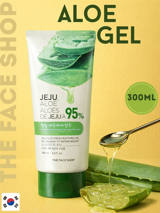 The Face Shop Jeju Aloe Gel 95% — универсальный гель с алоэ для лица и тела, 300 мл - 