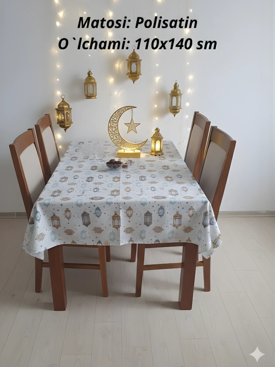 Ramazon bayrami uchun dasturxon, yupqa poliester matodan tikilgan, silliq yuzali