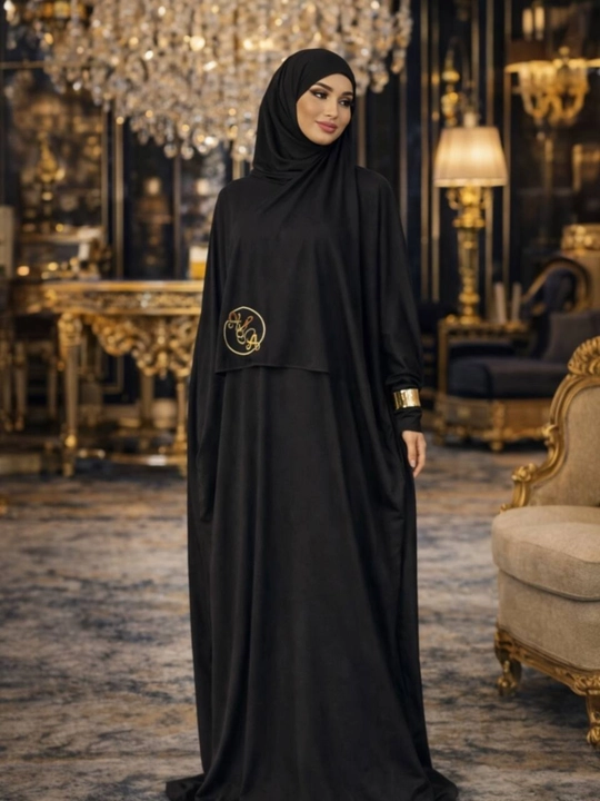 Sharfli abaya hijob, standart o‘lchamlari 46-54, xb trikotaj, sharf o‘lchami 52 × 178 sm