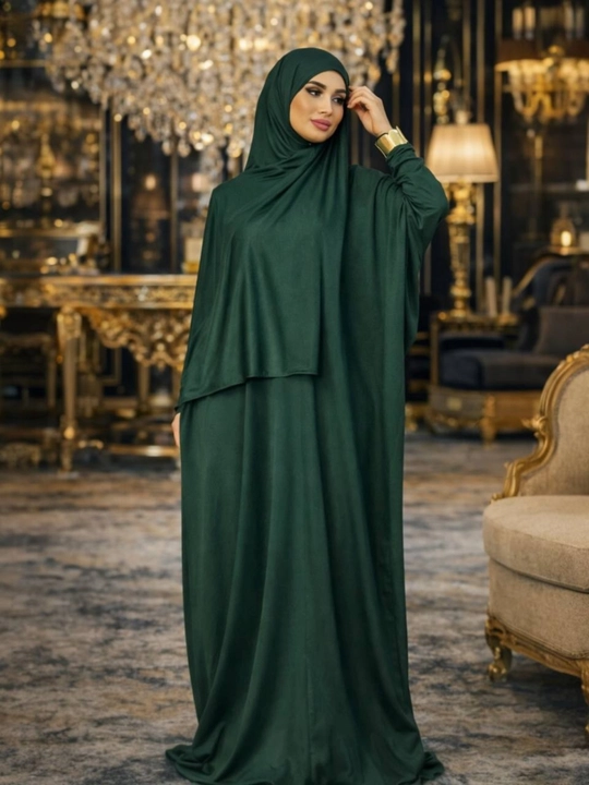 Sharfli abaya hijob, standart o‘lchamlari 46-54, xb trikotaj, sharf o‘lchami 52 × 178 sm