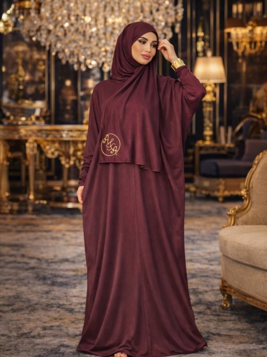 Sharfli abaya hijob, standart o‘lchamlari 46-54, xb trikotaj, sharf o‘lchami 52 × 178 sm