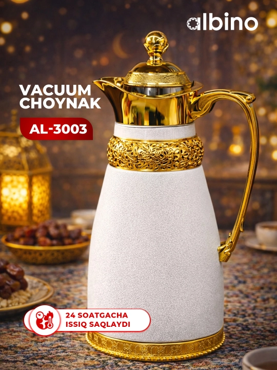 Albino termos, tilla suvi yugurtirilgan choynak, 1 l - 