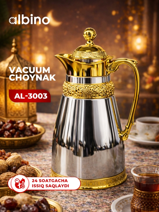 Albino termos, tilla suvi yugurtirilgan choynak, 1 l - 