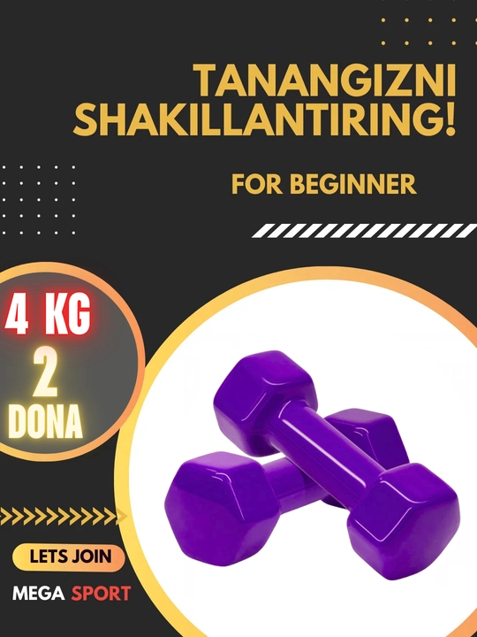 Vinil gantellar 0.5 kg dan 4 kg gacha, to'plamda 2 dona