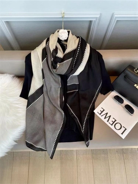 Paxta va zig‘ir tolali ayollar sharfi, yengil katta ro‘mol 180×90 sm - 