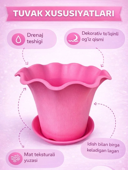 Gullar uchun mahsus dekorativ tuvak 1.5 L - 