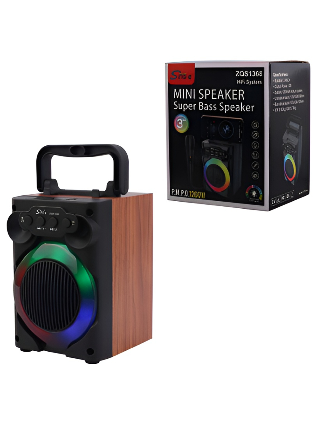 ZQS-1368: portativ Bluetooth kolonka va RGB chiroqli mini-akustika - 